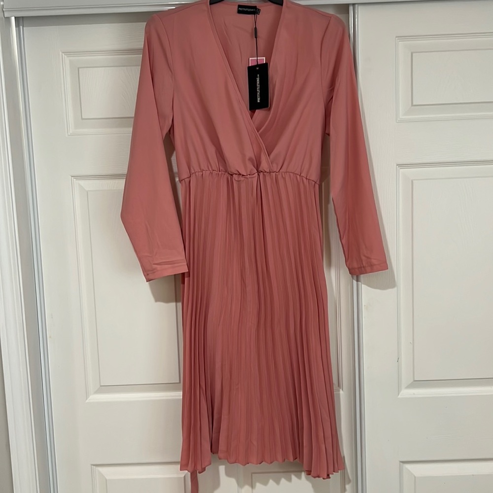 Pretty Little Things Belted Pleated Dress - Size 12
